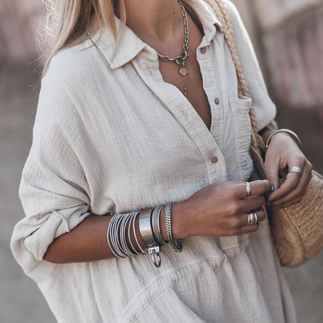 Lavinque Dress Robe Chemise Blanche | Décontractée | Légère et Intemporelle