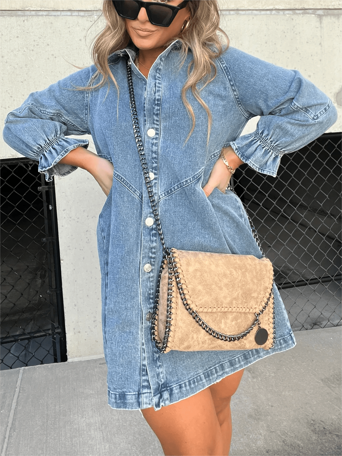 Lavinque Dress Robe Chemise en Jean | Décontractée & Tendance | Coupe Ample