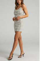 Lavinque Dress Robe courte à sequins col drapé | Robe | Élégance et éclat pour vos soirées