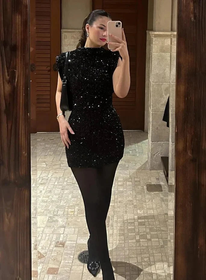 Lavinque Dress Robe Courte à Sequins | Élégance | Glamour et Festive