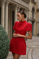 Lavinque Dress Robe Courte Élégante | Rouge avec Nœud | Chic et Raffinée