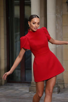 Lavinque Dress Robe Courte Élégante | Rouge avec Nœud | Chic et Raffinée