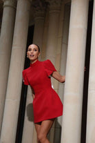 Lavinque Dress Robe Courte Élégante | Rouge avec Nœud | Chic et Raffinée