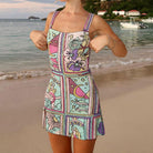 Lavinque Dress Robe Courte Imprimé Graphique | Colorée et Été | Style Bohème Chic