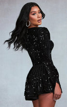 Lavinque Dress Robe Courte Pailletée | Manches Longues | Glamour et Élégante