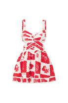 Lavinque Dress Robe Courte Patchwork Rouge et Blanche | Bohème | Légère et Estivale