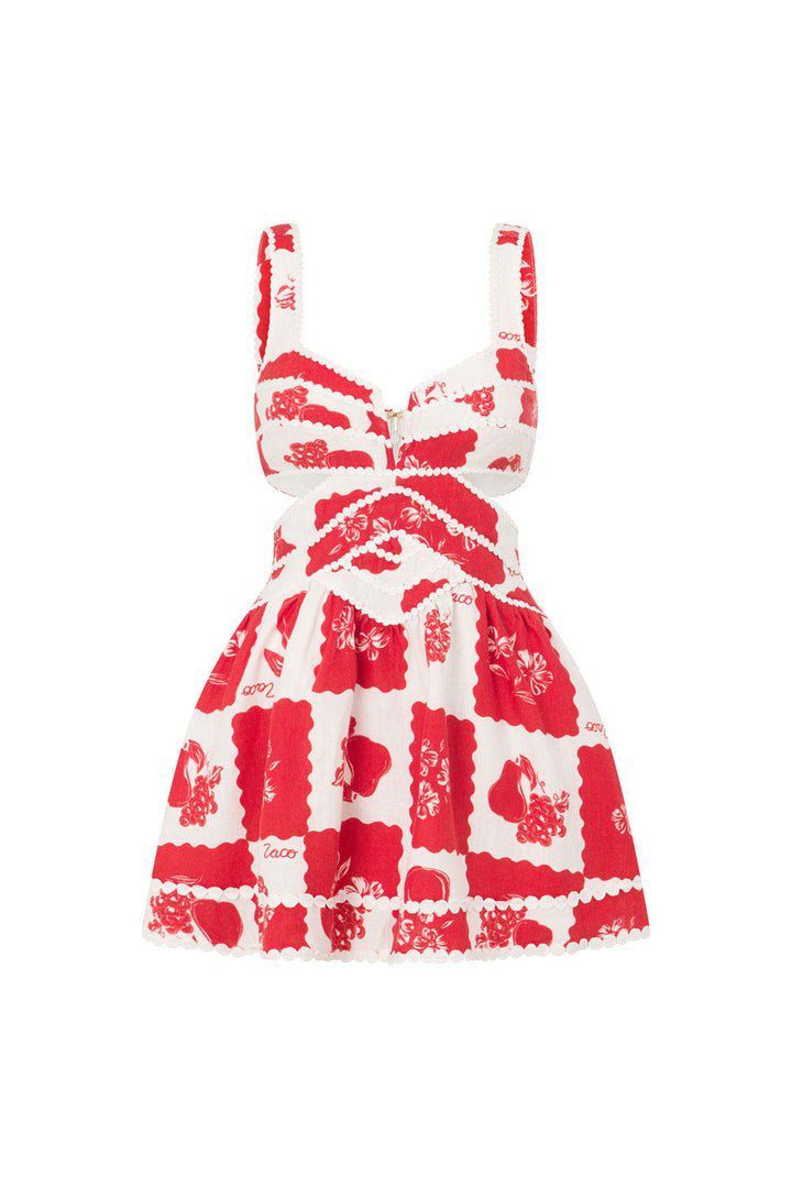 Lavinque Dress Robe Courte Patchwork Rouge et Blanche | Bohème | Légère et Estivale