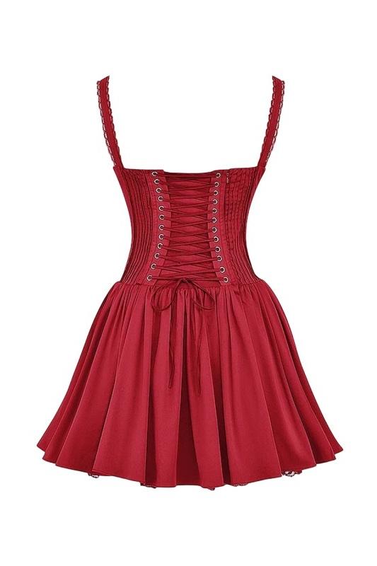 Lavinque Dress Robe Courte Rouge à Bretelles | Romantique | Fluide et Féminine