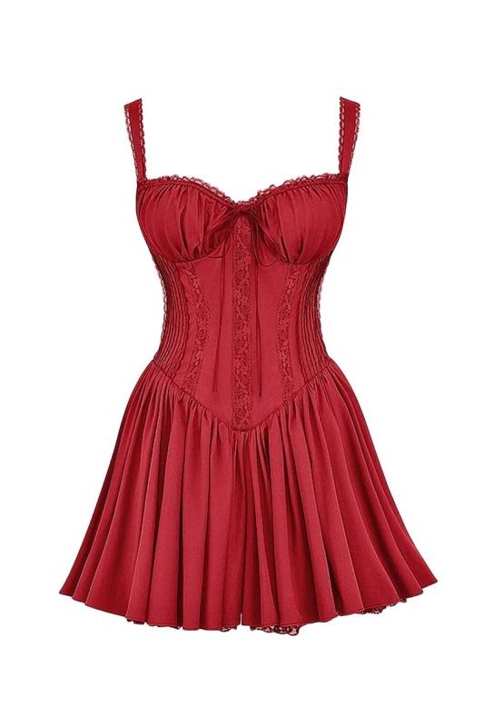 Lavinque Dress Robe Courte Rouge à Bretelles | Romantique | Fluide et Féminine