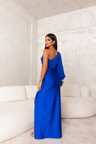 Lavinque Dress Robe de Soirée Asymétrique | Satin Bleu Canard | Élégance Glamour
