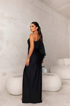 Lavinque Dress Robe de Soirée Asymétrique | Satin Bleu Canard | Élégance Glamour
