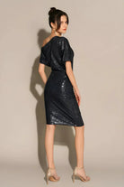 Lavinque Dress Robe de Soirée Pailletée | Asymétrique Noire | Glamour Moderne