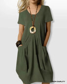 Lavinque Dress Robe Décontractée Verte | Coupe Boule | Confortable et Stylée