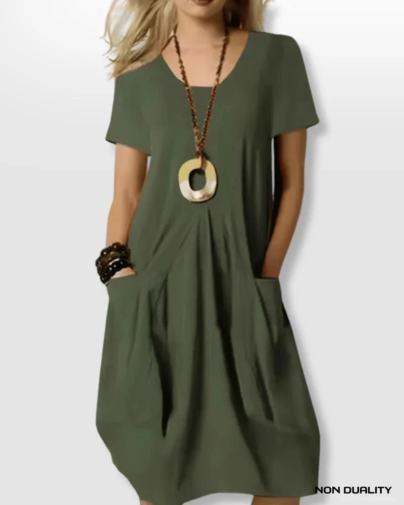 Lavinque Dress Robe Décontractée Verte | Coupe Boule | Confortable et Stylée