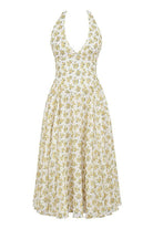 Lavinque Dress Robe Dos Nu à Fleurs | Jaune Pastel | Fraîche et Vintage