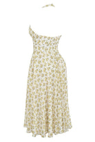 Lavinque Dress Robe Dos Nu à Fleurs | Jaune Pastel | Fraîche et Vintage