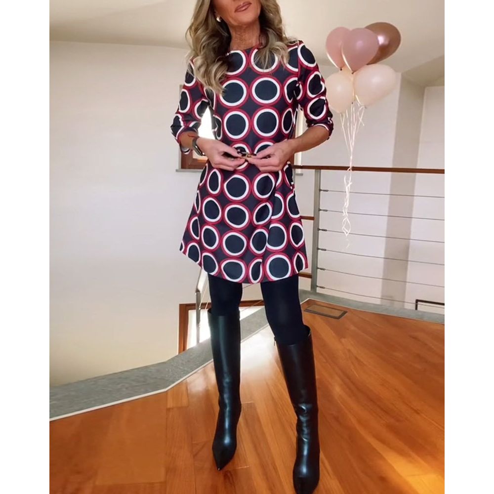 Lavinque Dress Robe Droite à Motifs | Coupe Confortable | Élégance Rétro