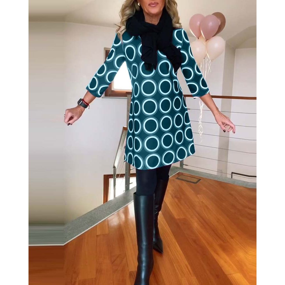 Lavinque Dress Robe Droite à Motifs | Coupe Confortable | Élégance Rétro