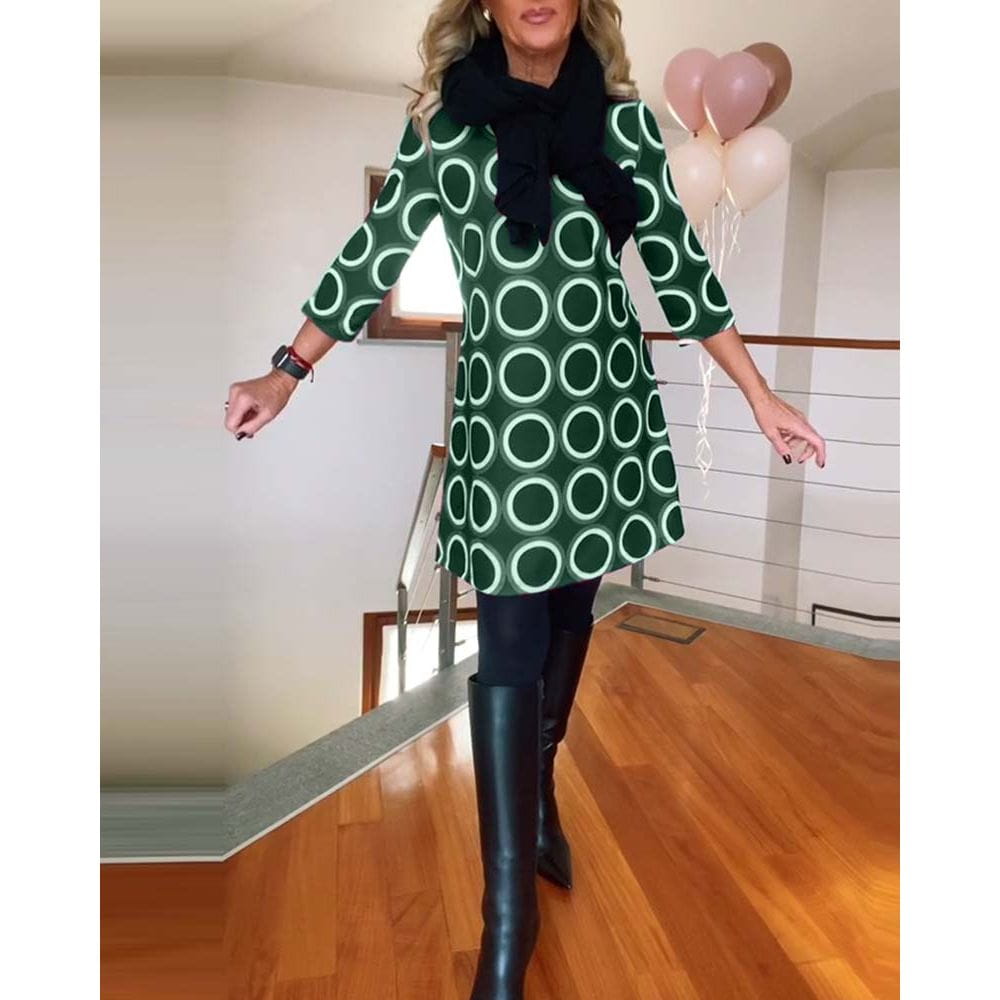 Lavinque Dress Robe Droite à Motifs | Coupe Confortable | Élégance Rétro