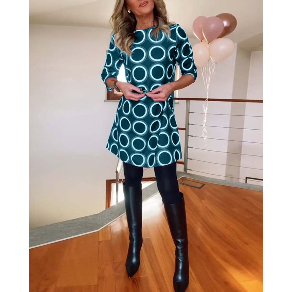Lavinque Dress Robe Droite à Motifs | Coupe Confortable | Élégance Rétro