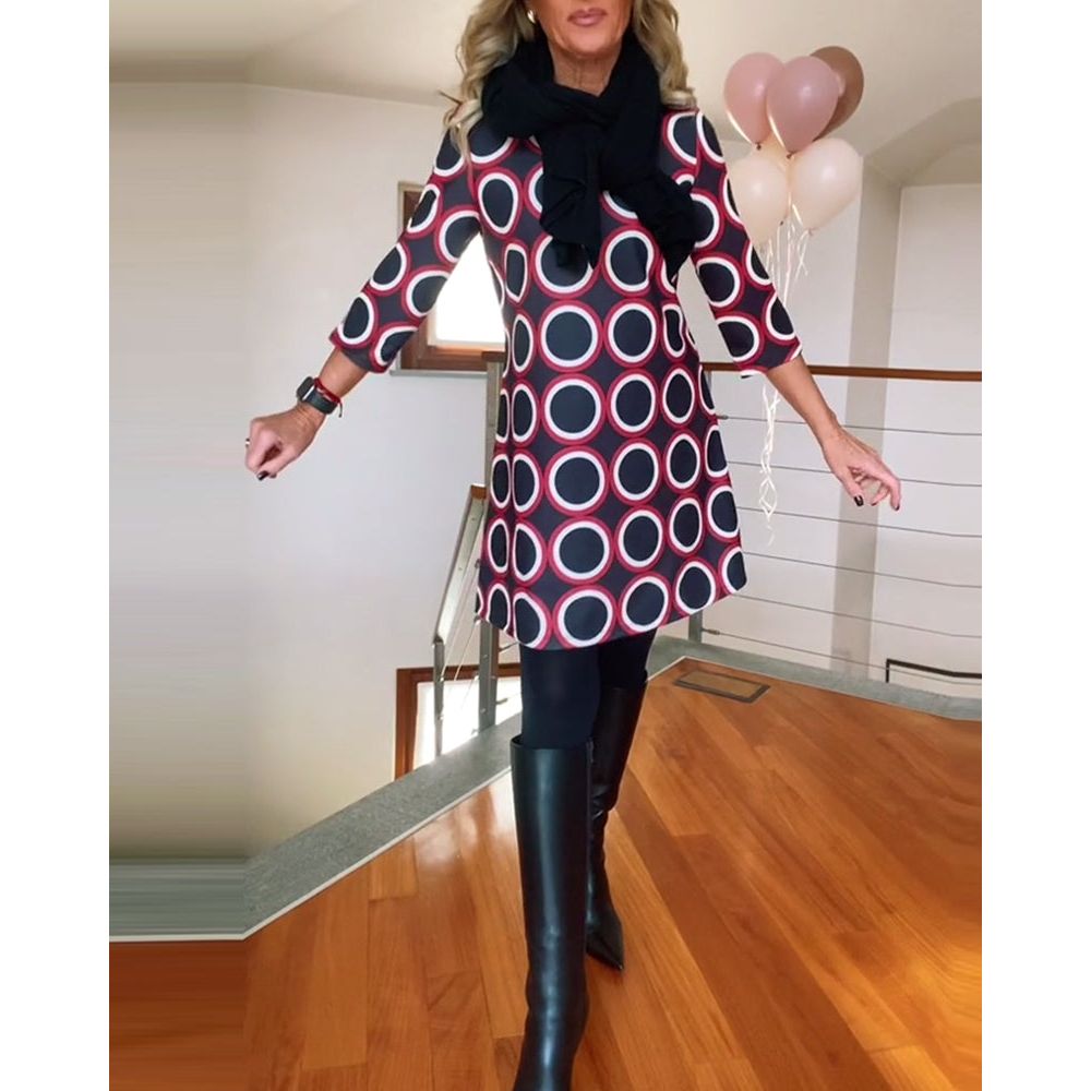 Lavinque Dress Robe Droite à Motifs | Coupe Confortable | Élégance Rétro