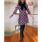 Lavinque Dress Robe Droite à Motifs | Coupe Confortable | Élégance Rétro