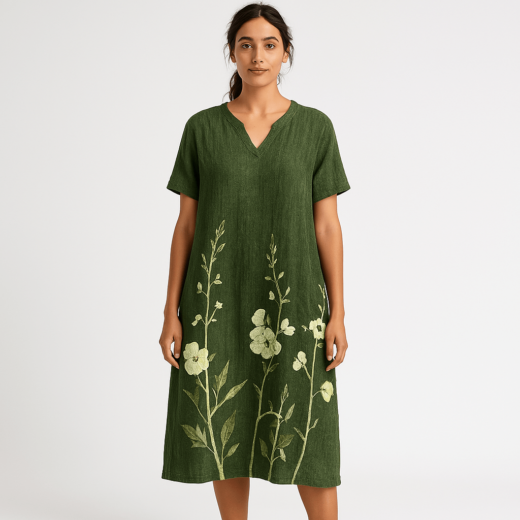 Lavinque Dress Robe Florale Midi | Coton Léger | Imprimé Estival Coloré