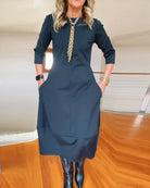 Lavinque Dress Robe Hiver Chic | Coupe Ample & Boutons Décoratifs | Élégance et Confort