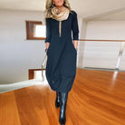 Lavinque Dress Robe Hiver Chic | Coupe Ample & Boutons Décoratifs | Élégance et Confort
