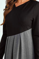 Lavinque Dress Robe Longue Bicolore | Haut Noir & Jupe Camel | Élégante et Structurée