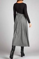 Lavinque Dress Robe Longue Bicolore | Haut Noir & Jupe Camel | Élégante et Structurée