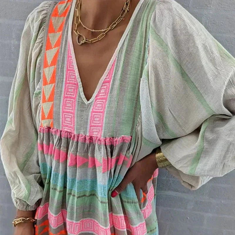Lavinque Dress Robe Longue Bohème à Rayures | Colorée | Légère et Élégante