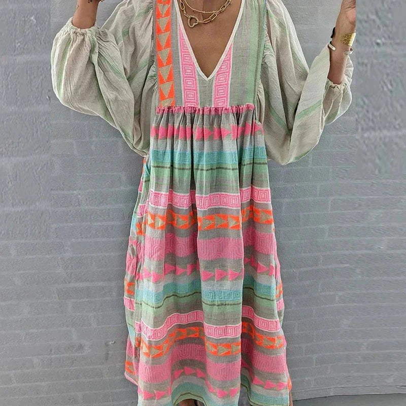 Lavinque Dress Robe Longue Bohème à Rayures | Colorée | Légère et Élégante