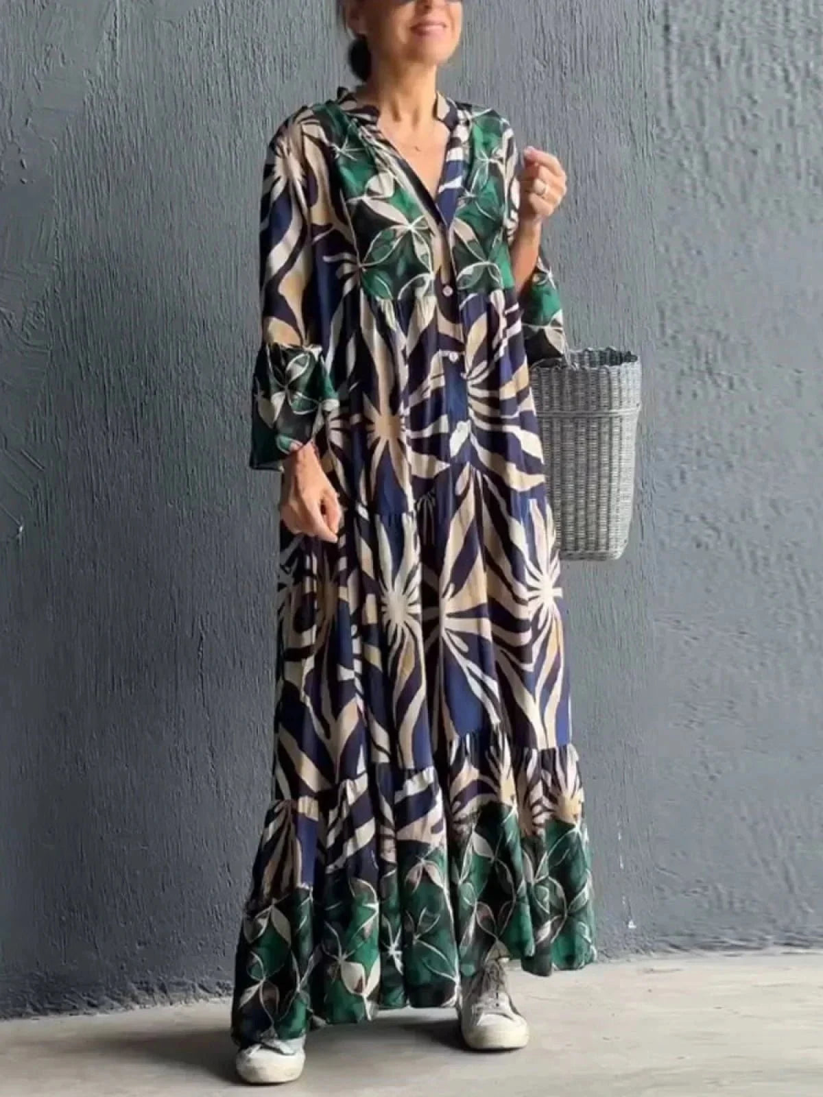 Lavinque Dress Robe Longue Bohème | Fluide & Élégante | Imprimé Artistique