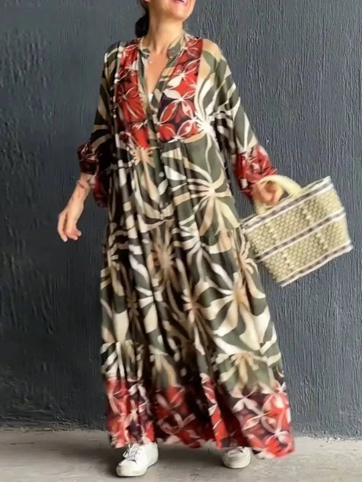 Lavinque Dress Robe Longue Bohème | Fluide & Élégante | Imprimé Artistique