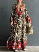 Lavinque Dress Robe Longue Bohème | Fluide & Élégante | Imprimé Artistique