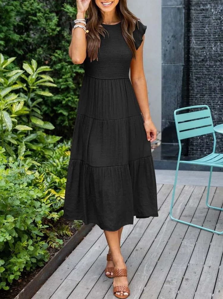 Lavinque Dress Robe Longue Bohème Smockée | Romantique | Fluide et Confortable
