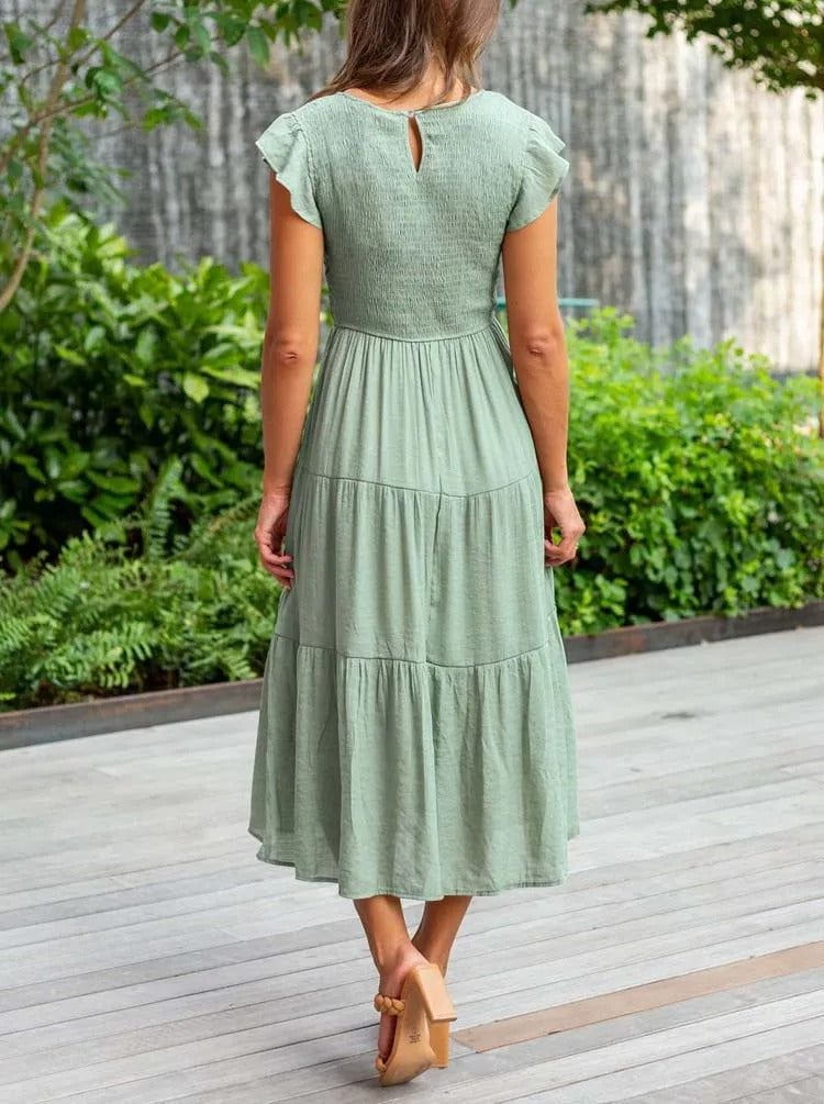 Lavinque Dress Robe Longue Bohème Smockée | Romantique | Fluide et Confortable