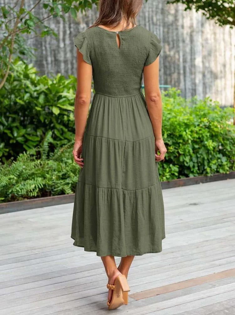 Lavinque Dress Robe Longue Bohème Smockée | Romantique | Fluide et Confortable