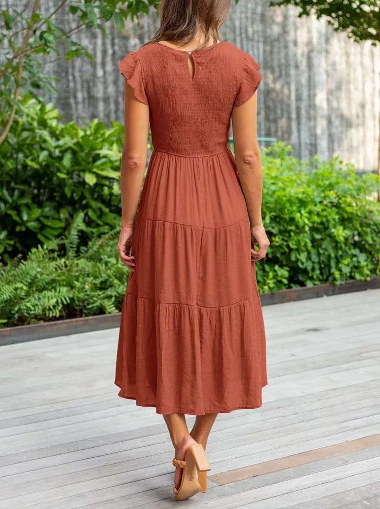 Lavinque Dress Robe Longue Bohème Smockée | Romantique | Fluide et Confortable