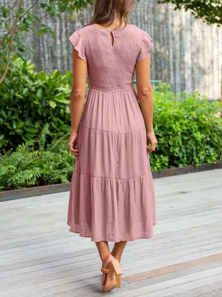 Lavinque Dress Robe Longue Bohème Smockée | Romantique | Fluide et Confortable