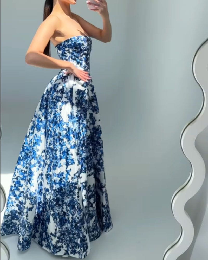 Lavinque Dress Robe Longue Bustier Imprimé Floral | Élégante | Féminine et Raffinée