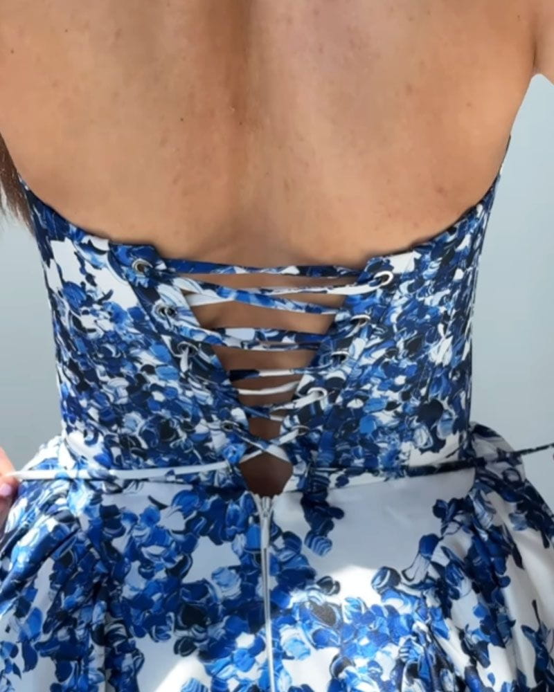 Lavinque Dress Robe Longue Bustier Imprimé Floral | Élégante | Féminine et Raffinée