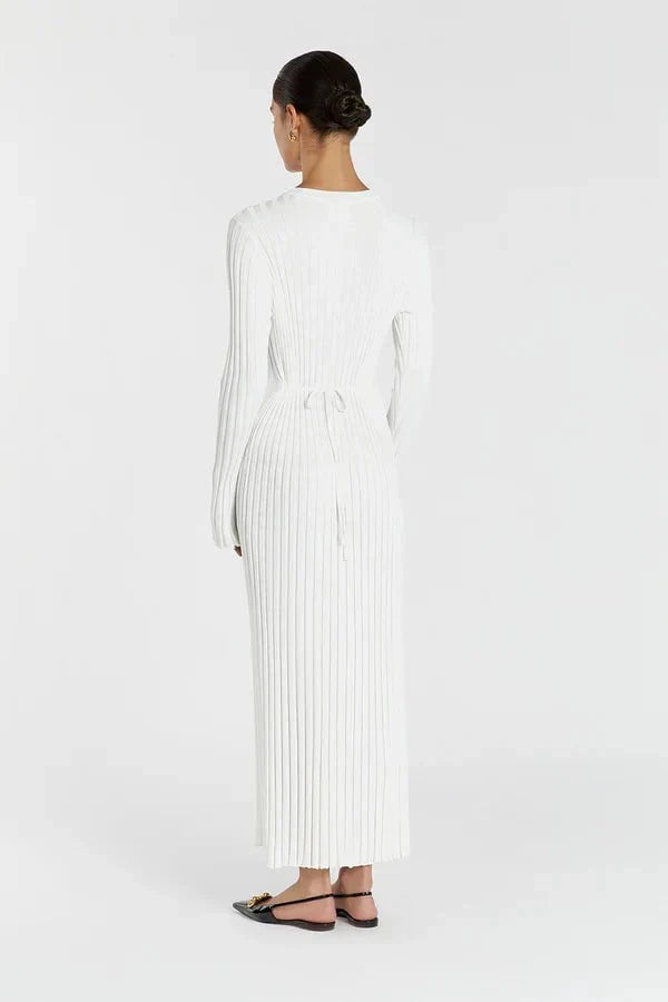 Lavinque Dress Robe Longue Côtelée | Beige | Minimaliste et Élégante