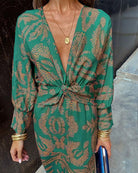 Lavinque Dress Robe Longue Élégante | Chic & Tendance | Imprimé Feuillage Raffiné
