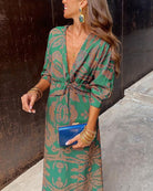 Lavinque Dress Robe Longue Élégante | Chic & Tendance | Imprimé Feuillage Raffiné