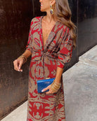 Lavinque Dress Robe Longue Élégante | Chic & Tendance | Imprimé Feuillage Raffiné