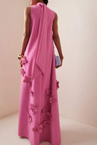 Lavinque Dress Robe Longue | Élégante | Rose Fuchsia Fleurie