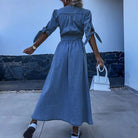 Lavinque Dress Robe Longue en Jean | Boutonnée et Cintrée | Élégance Décontractée
