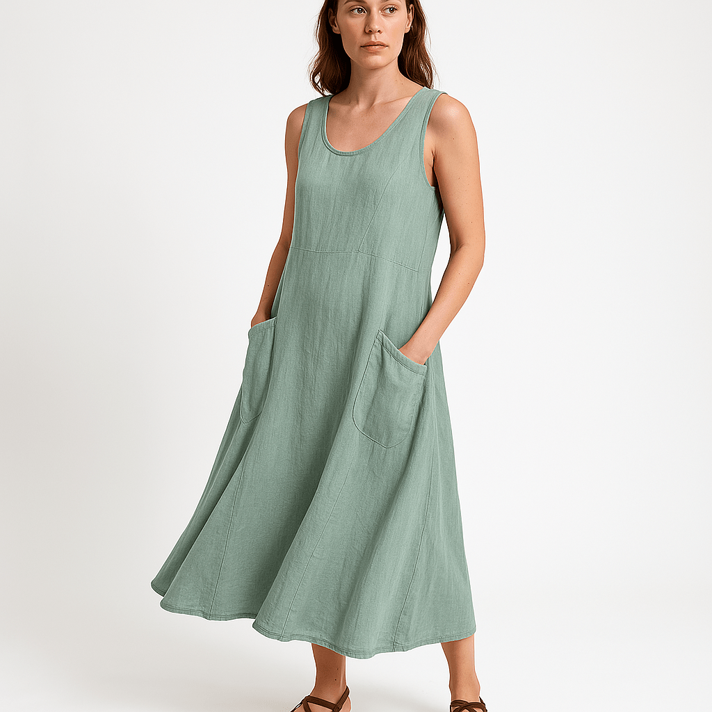 Lavinque Dress Robe Longue en Lin Beige | Sans Manches | Fraîcheur Naturelle